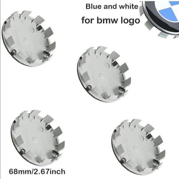 BMW logo wheel center caps in Blue & White 68mm set of 4 NWT - Picture 4 of 5